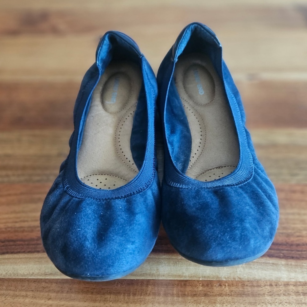 Lands’ End Blue Suede Ballet Flats Size 8